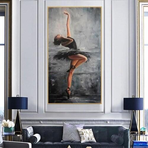 Black Ballet Girl Posters And Prints Abstract Dancing Woman Decorative Wall Art Pictures Living Room Home Canvas Painting Mural