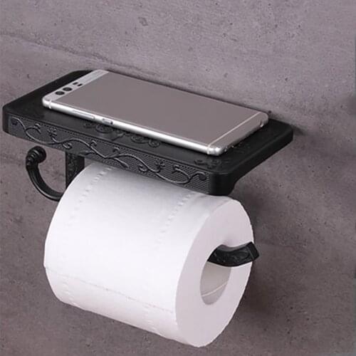 Vintage Toilet Paper Holder Bathroom Metal Roll Tissue Rack Wall-Mounted Retro Phone Towel Shelf