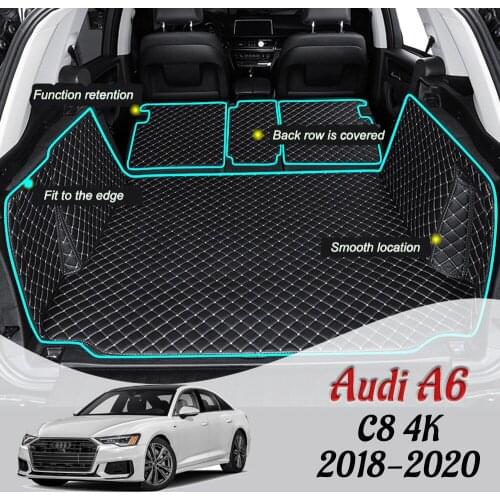 For Audi A6 C8 4K 2018 2019 2020 A6L Leather Car Trunk Mat Carpet Cargo Liner Accessories Interior Boot