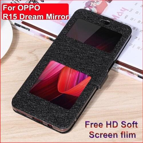 For OPPO R15 Dream Mirror Edition case phone cover Open window leather case R 15 Dream Mirror Flip cases R15DM back cover shell