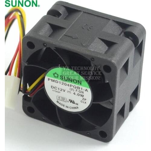 For SUNON NEW 4028 40mm PMD1204PQB1-A 12V 4W double ball bearing fan server cooling fans 40*40*28MM