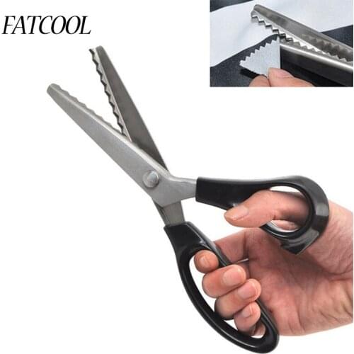 FATCOOL 1pc Sewing Cut Dressmaking Tailor Shear Pinking Scissor Leather Handicraft Fabric Upholstery Tool Textile DENIM DIY