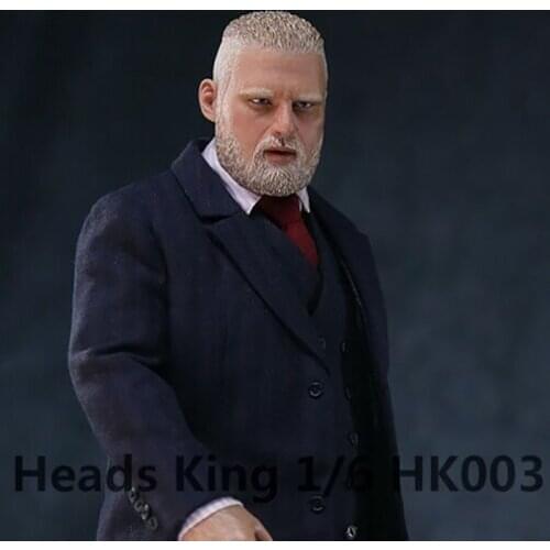 HK003 1/6 European Male Head Sculpt White Beard Plastic Head Carving Model for 12'' Action Figure Fat Body