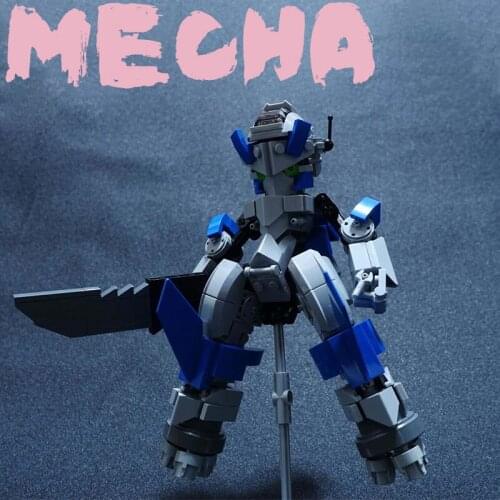 MOC Building Block Maker Game Enthusiasts Blue Mecha Warrior Assembly Model Kids Toy Creative DIY Building Bricks Birthday Gift