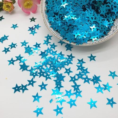 LNHOME 50g/lot 10mm Star Acid Blue Paillette Sewing Sequins Small Flake PVC Loose Flat With Hole Garment Accessories