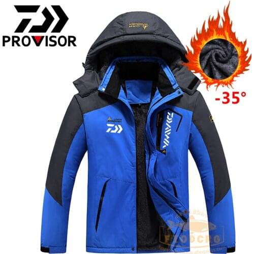 2022 Men Winter Cashmere Fishing Clothing DAWA Fishing Jacket Waterproof Plus velvet Fishing Coat Outdoor Large size Jacket M-6X