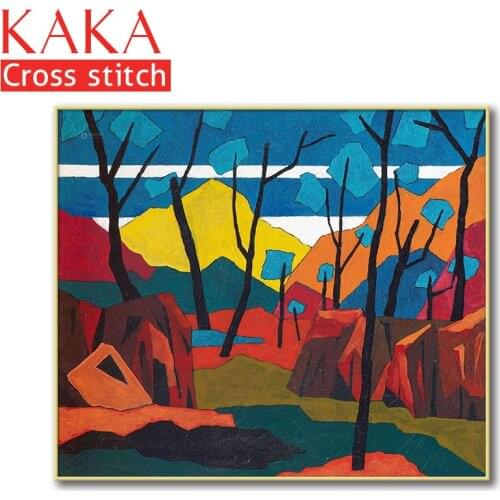 Cross stitch kits,Embroidery needlework sets with printed pattern,11CT-canvas for Home Decor Painting,Landscape Full NCKS054