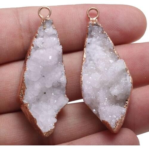 Natural Stone white Crystal Cluster Pendants Irregular Shape Exquisite Charm For jewelry making DIY necklace Earring accessories