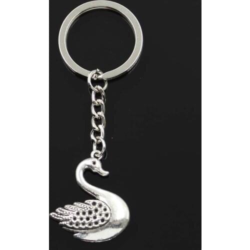 New Keychain 32x27mm Swan Pendants DIY Men Car Key Chain Ring Holder Keyring Souvenir Jewelry Gift
