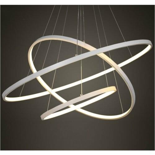Black/White Color Modern pendant lights for living room dining room 4/3/2/1 Circle Rings acrylic aluminum body LED ceiling Lamp