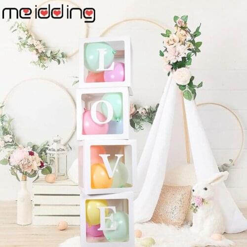 Transparent Box Kids Birthday Party Decoration Baby Name Baby Shower Decoration White Filled Balloons Box One First Birthday