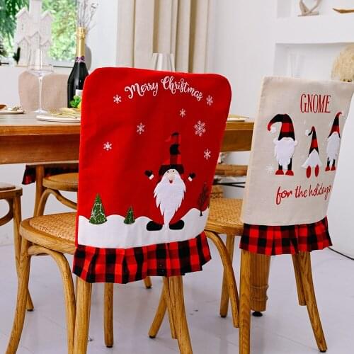 Santa Elk Christmas Chair Cover Kitchen Dining Table Decorations Santa Claus Print Home Party Table Cover Christmas