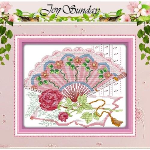 A Rose Folding Fan Counted Cross Stitch DIY 11CT 14CT Cross Stitch Set Wholesale Flower Cross-stitch Kits Embroidery Needlework
