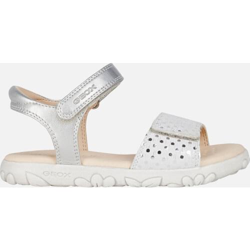 Geox, girls sandals with leather coating, slip-resistant sole, lightweight and comfortable. Velcro closure