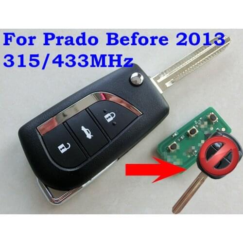 RMLKS Before 2013 Flip Folding 315MHz Remote Key Fit For Toyota Land Cruiser Prado 433Mhz With 4D67 Chip Car Alarm Fob