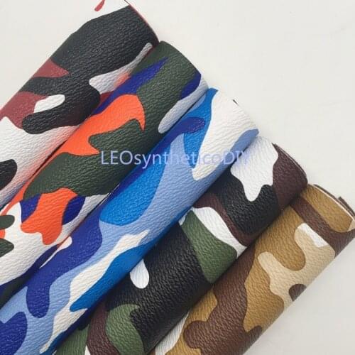 1PC 21X29CM Camouflage Printed Faux Leather Fabric, Synthetic Leather Fabric Sheets For Making Bows LEOsyntheticoDIY T308B