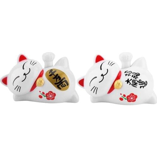 Car Decoration Lucky Cat Solar Lucky Cat Symbol Of Wealth Cute Lucky Accessories Home Office Decoration 11X7cm