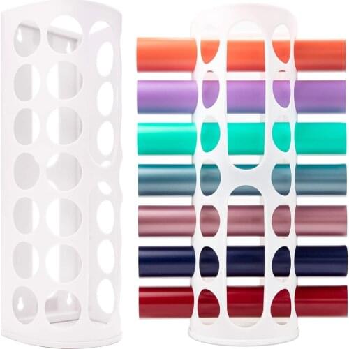 Vinyl Storage Rack Acrylic Storage Organizer Multiple Large Holes Grocery Bag Display Stand for Vinyl Roll and More White/Pink