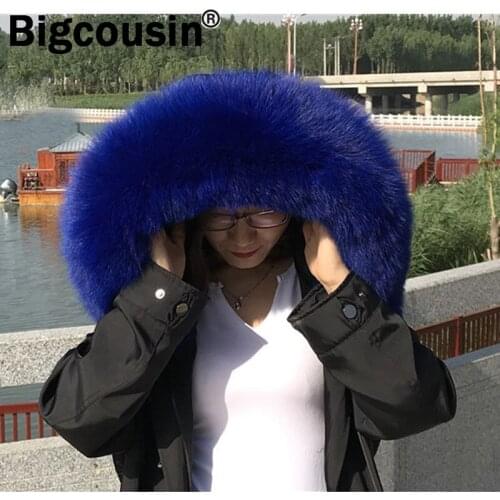 Natural Fox Fur Collar For Women Super Large Luxury 17cm Width Real Fur Scarves Men Winter Jackets Decor Wraps 100% High Quality