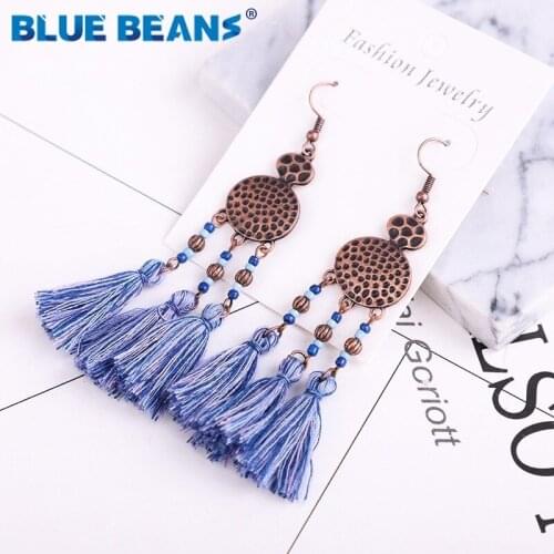 Handmade women tassel earrings bohemian statement luxury long earring geometric fringe fashion tribal vintage ethnic accessories