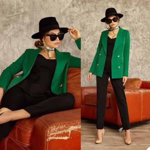 Custom Made Women Suits Fashion Chic Double Breasted Blazer England Style Office Lady Casual Daily Loose Jacket