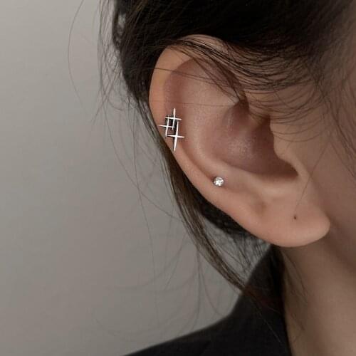 925 Sterling Silver Cross Star Stud Earrings For Women Jewelry Trendy Elegant Party Accessories Prevent Allergy EH1392