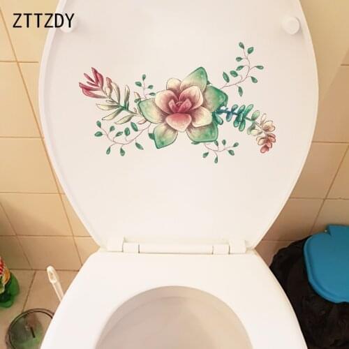 ZTTZDY 24.8×15.1CM Cartoon Succulent Bouquet Home Bathroom Toilet Stickers Room Wall Decor T6-0164