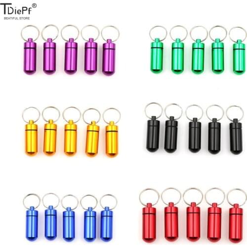 1/5pcs/set Hot Sale Pillbox Keychain Pill Box WaterProof Aluminum Drug Pill Cases Bottle Holder Container For Medicines