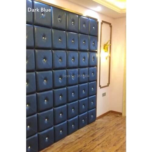 1box 16pcs size 40x40cm blue color 3D carved leather panel fire resistant decorative wall panel For Bedroom TV Back