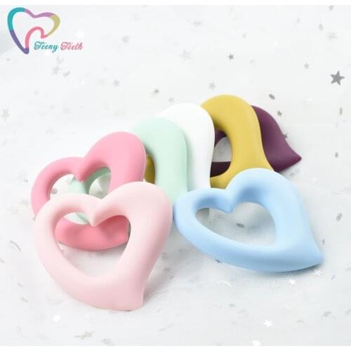 10 PCS Hollow Heart Silicone Heart Shape Teether Pendant For DIY Jewelry Making BPA Free Food Grade Baby Silicone Teether