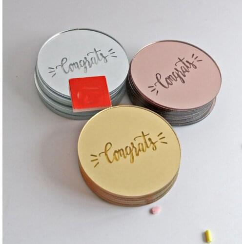 10pcs Happy Graduation Cupcake Topper Acrylic Gold Silver Cake Topper Decoration for Student Graduation Ceremony Decor Dia 5cm