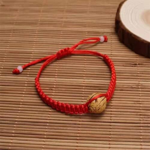 100 Pieces Of Good Luck Red Rope Braided Pisces Walnut Wood Charm Color Bracelet For Men And Women Couples Adjustable Bracelet