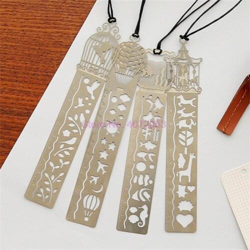 200pcs/lot Cute Kawaii Creative Horse Birdcage Hollow Metal Bookmark Ruler For Kids Student Gift School Supplies