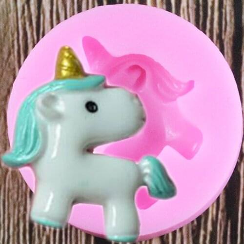3D Unicorn Silicone Mold DIY Cupcake Topper Fondant Molds Baby Birthday Cake Decorating Tools Chocolate Candy Clay Moulds