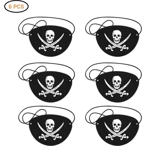 6Pcs Pirate Eye Patches Felt One Eye Skeleton Captain Eye Patches For Halloween Christmas Thanksgiving Pirate Theme Party