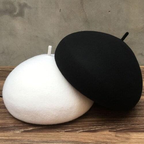 Sunlynn winter Women beret hat 100% wool Felt Berets For women Boina Fashion solid colors beret cap Female Stewardess hats