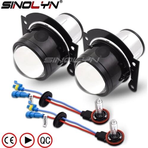 Sinolyn Bi Xenon Lenses PTF 2.5 Projector Fog Light H11 H8 H9 HID LED Bulb Universal Fog Lamp Lens Kit Car Lights Accessories