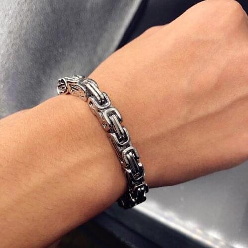 Silver Color Bracelets for men Bangles Stainless Titanium Steel Wrist Band Hand Chain Male Accessory Hip Hop Party Rock Jewelry