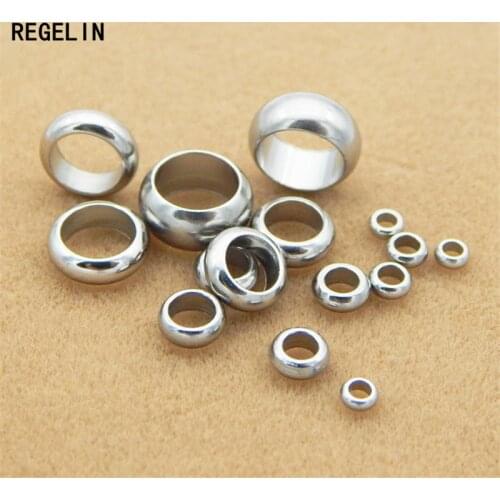 REGELIN Stainless Steel Spacer Beads 2/3/4/5/6/8mm Big Hole Bead Charm Beads 50pcs/lot for DIY Jewelry Bracelets Findings