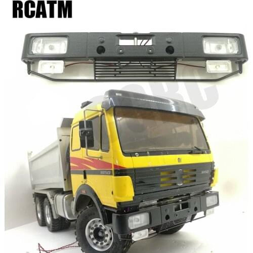 CNC Metal Front Bumper With LED Light For 1/14 Tamiya RC Old Benz Truck 56301 56305 1838