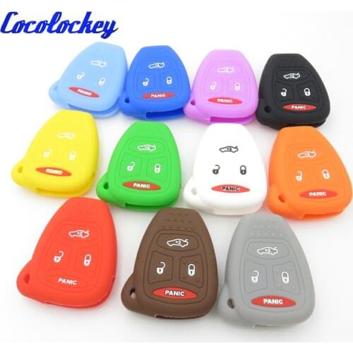 Cocolockey Silicone Car Key Cover Case for Chrysler 300 Aspen for Dodge Dakota Durango for Jeep Grand Cherokee 4 Buttons No Logo