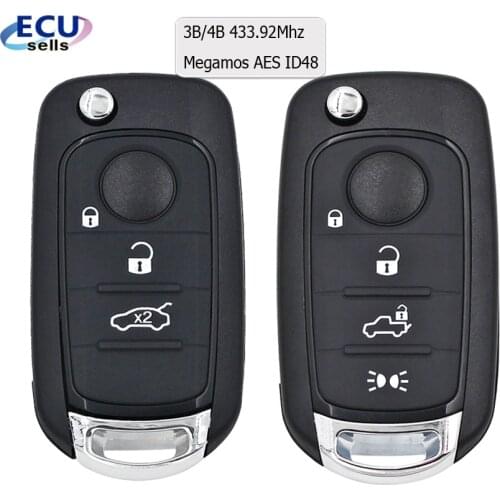 Remote Car Key Fob 4 Buttons 433.92Mhz With Megamos AES ID48 Chip For Fiat 500X Egea Tipo 2016 2017 2018