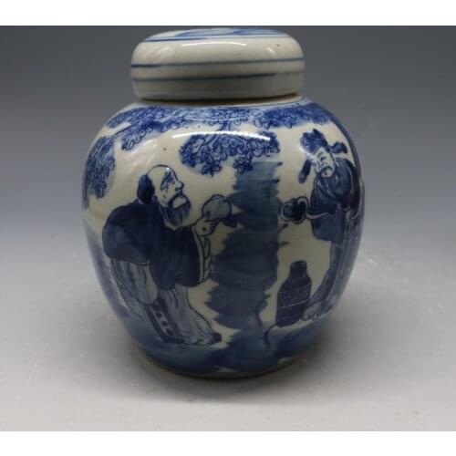 3 Antique QingDynasty porcelain pot,Blue & white figure bottle,hand painted crafts,Decoration,Collection&Adornment