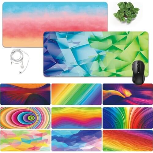 Smooth Extra Large Office Computer Desk Mat Anti-slip Waterproof PU Leather Mouse Pad Watercolor Pattern Game Mouse Mat