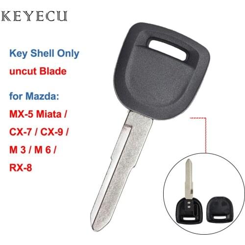 Keyecu Replacement Uncut Transponder Key Case Shell for Mazda 2 3 5 CX7 2003 2004 2005 2006 2007 2008 2009 2010 2011 2012