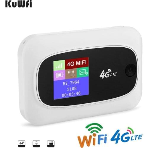 KuWFI Mobile 4G Wifi Router Mobile WiFi Hotspot Travel Router Partner4G Wireless SIM Routers with SD and SIM Card Solt