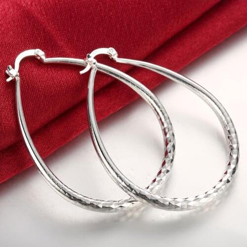 Summer Style Oval Tangent Plane Rhombus Big Ear Hoop Channel Earrings For Women Girls Party Engagement Brincos Femme Jewelry