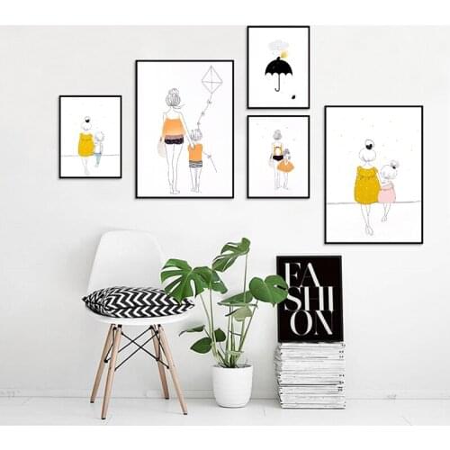 Cartoon Minimalist Girls Poster Nordic Canvas Painting Wall Art Kids Gift Picture for Living Room Children Room Cuadros Decor