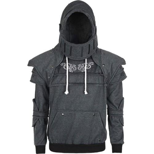 2019 Mens Medieval Style Hoodies Gothic Long Sleeve Cosplay Costume medieval Duncan Knight soldier cosplay costume hoodie jacket