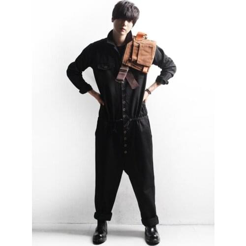 Mens Fashion New Overalls Overalls Catwalk Models Loose one-piece Strap Trousers Model Show Clothes Jumpsuit Big Size M-6XL